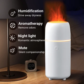 Лампа от пламък, дифузор за ароматерапия, USB-овлажнител на въздух за дома, автомобили мини-дифузер за етерични масла, ултразвукова студен туманообразователь