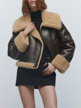 2022 Нови зимни дамски изолирана обикновена якета, флисовые топло палто с цип дълъг ръкав, свободни реколтата, дамски потници, луксозни върховете