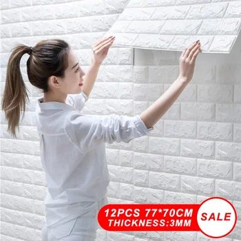 3D стикер на тухлена стена, самозалепващи водоустойчиви тапети имитация на тухли, стикери за стена от полиуретанова пяна, интериор за дневната, домашен декор