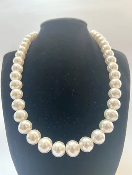 Прост стил на 12-13 мм, естествено кръгло перлена дълго колие за жени, перли, очарователна златна закопчалка, бижута за сватбени подаръци