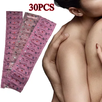30 бр. тънки презервативи за мъже, маслени презервативи за уголемяване на пениса, халка за пениса, забавяне на презерватив, по-сигурна контрацепция, секс инструменти от естествен латекс