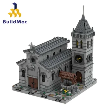 Buildmoc Средновековна църква Модулни градивни елементи на Нотр-Дам, реколта известната църковна архитектура, тухли, играчки за деца