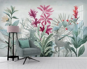 Тропическо растение, бананов лист, модел лосове, дом на цифров модел, стенни картини, да конфигурирате всеки размер, фон стенописи, 3d тапети