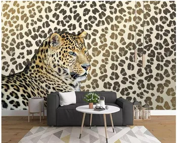 Потребителски снимки на 3d тапети за стая с леопардовым принтом леопардовая хол ТЕЛЕВИЗИЯ фон стенен декор на 3d стенописи тапети за стени d 3