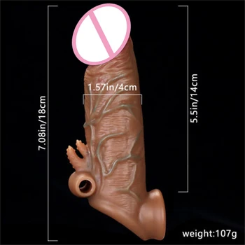 Реалистична кожа реалистичен ръкав артерия удължител за увеличаване на пенис удължител за презервативи, вибратор може да има секс-играчки за възрастни, мъже
