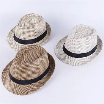Модерна лятна плажна мъжки слама панама, джаз шапка, ковбойская фетровая шапка, шапка от слънцето