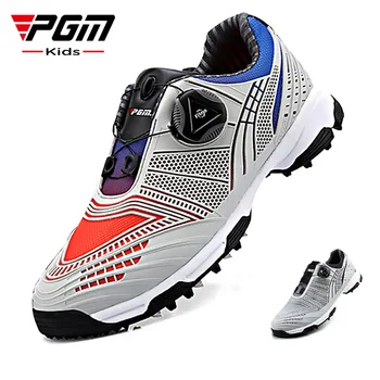 PGM/ детски обувки за голф наклон цвят, есенно-зимни водоустойчив маратонки за спорт на открито, обувки копчета за момчета, обувки на бърза дантела XZ105