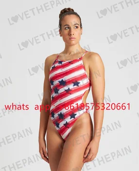 Жена цял бански с графити на гърба, едно парче бански с отворен гръб за състезания, тренировъчен бански за фитнес, бански костюми за открити води 2023