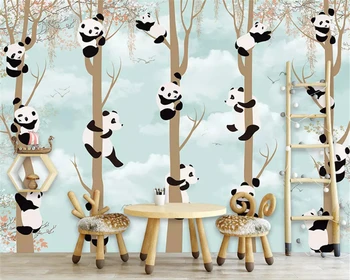 beibehang Потребителски модни стерео копринена тапети скандинавски проста стерео панда детски дом фон тапети начало декор