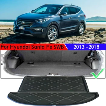 Подложка за багажник на кола 3D EVA материал за Hyundai Santa Fe 7 местен SWB 2013-2018 авто задния товарен тава подложка за багажника задните накладки Аксесоари
