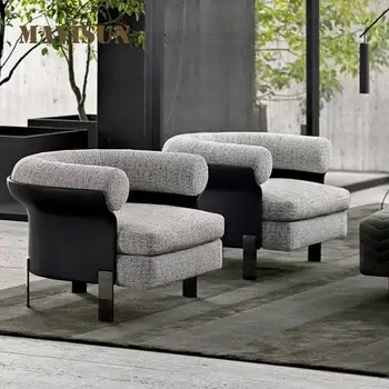 Скандинавски минимализъм, модерен светлина, Луксозно кресло за отдих, хол, Отдел вили, кожена мебел за приемна