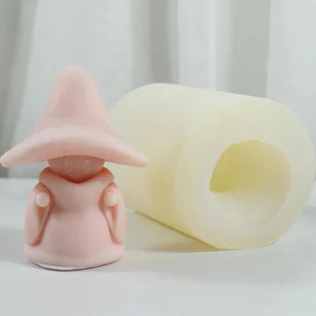 Свещ-призрак гъбички, силиконова форма на шапка на вещица, сапун, смола, гипсова кукла, форма за шоколад 