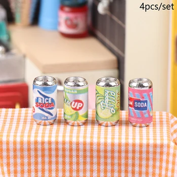 4 бр., модел мини-плодова напитка за куклена къща, кухненски аксесоари за декорация куклена къща, детски играчки за ролеви игри