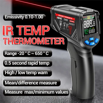 Безконтактен инфрачервен термометър TH05 -20 ℃ ~ 650 ℃ пистолет за бърза настройка на температурата с обратен дисплей VA за домашна пещ, барбекю