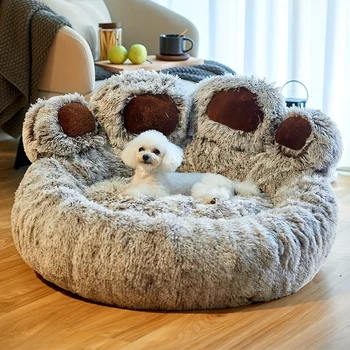 Легло за кучета, разтегателен за котки, скъпа форма на мечи лапи, удобни и уютни легла за домашни любимци за малки, средни, големи, меки пухкави възглавници, легло за кучета
