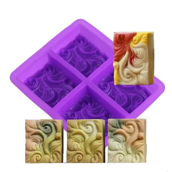 Силиконова форма за собственоръчно сапун с една вълнообразна цвете с 4 кухини, форма за торта, направи си сам, форма за ароматерапия, форма за мыловарения с етерично масло