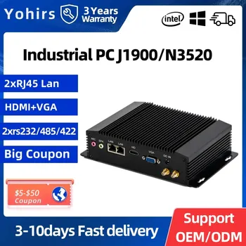 Yohirs Промишлен мини-КОМПЮТЪР Pentium N3520 N2920 безвентиляторный компютър 2 * Lan 2 * RS232 Com/422/485 6* USB Micro 3G, 4G слот за SIM-карти, Wifi