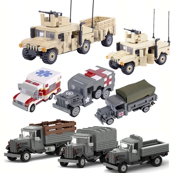 Бронирана кола MOC, строителни блокчета, играчки, американски Джипа, градска бърза помощ, военен камион, направи си сам, тухлена модел, подаръци за момчета