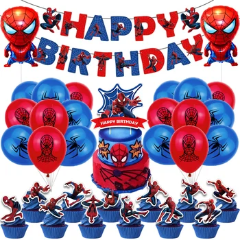 1 комплект, латексови балони Marvel Spiderman, банери честит рожден Ден, декорация за партита, аксесоари за душ, стоки за момчета, балон за деца, играчки Globos