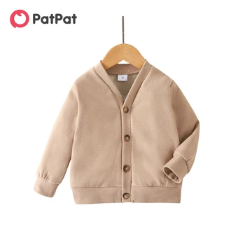 Однотонная яке PatPat за малки момчета/момичета с основния дизайн на копчета