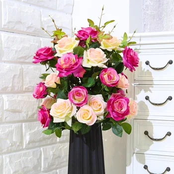 85 см пластмасови бели рози, изкуствени цветя, коприна божур, висококачествени фалшиви големи цветя червен цвят за украса на масата на началната сватба