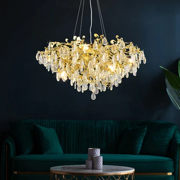 Модерна лампа, луксозен полилей, led кристални полилеи, декоративно осветление за всекидневната, лоби, трапезария, подвесная лампа WF
