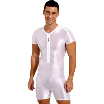 2023 Нов летен мъжки бански с цип, с къс ръкав, бански костюм, кръгъл отвор, цветен плувен гащеризон за бодибилдинг
