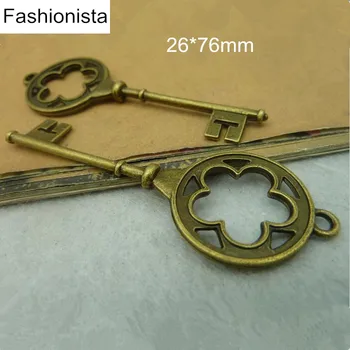 Модата - 30 бр. брелков за ключове от античен бронз дължина 76 mm, бижута висулки с сплав, бижута 