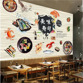 Обичай японски суши 3D тапети, Японска кухня, Суши Бар Ресторант Фон на стената Индустриален декор на стената тапет 3D