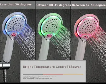 Led накрайник за душ с приставка за душа, цифров температурен сензор, 3 цвята, промяна на цвета, нов дъжд душ с задвижвани от вода