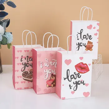Хартиени торби за Валентинок с дръжки Идеалното решение за детската душа, партита по повод рожден ден, подаръци, ресторанти, пазаруване на дребно
