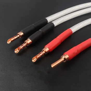 Мост динамика/скок аудио кабел 5N OCC, посеребренный кабел-скок Y Спейд към Y Спейд штекеру 4 бр.