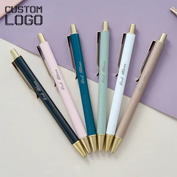 Кликнете многоцветни метални химикалки с лого по поръчка, офис аксесоари, корейски, канцеларски материали, ученически принадлежности, химикалки за писане на едро
