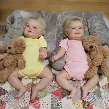 Кукли-реборны за деца в два размера на Популярната кукла-близнаци с вкоренените коса, меко тяло за прегръдки, благородна кукла
