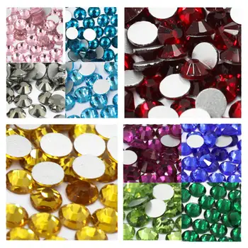 Многоцветни кристали SS3-SS30 без топла фиксация, плоска задна част, кристални кристали и блестящ камък за маникюр 