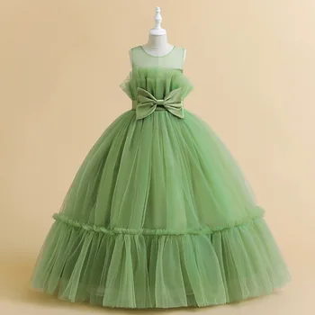 2023 Луксозно елегантна рокля за момичета, празнична дантелено сватбена рокля на принцеса за деца от 4-14 години