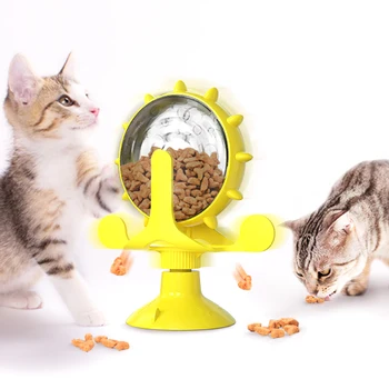 1 бр. играчки за котки, пластмасов въртяща маса за домашни любимци, вятърна мелница, тенденция интерактивни играчки за игра с котка, въртяща се на 360 градуса, преминаващ играчка за хранене, аксесоари за котки