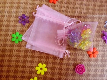 2000шт 13*18 cm, Розов подарък чанта, изработена от органза, опаковане на бижута, чанти за показване, носене на съвсем малък за гривни/колиета/сравнявам мини чанта, изработена от прежди