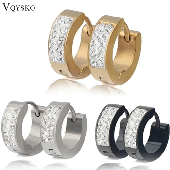 VQYSKO, дамски модни обеци с кристали, три-цветни обеци-халки от неръждаема стомана за жени