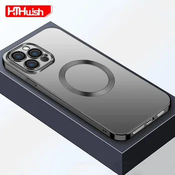 За магнитно безжично зарядно своята практика Magsafe за iPhone 13 12 14 11 Pro Max, луксозна прозрачна силиконова защитна капачка за обектива