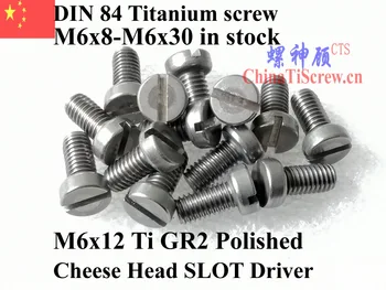 DIN 84 QCTi M6 титанови винтове M6x12 M6x16 M6x20 шлицевый водача Ti GR2 полиран