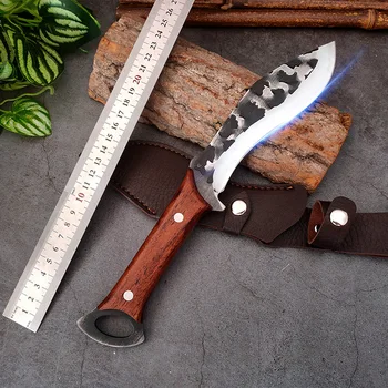 Подправени кухненски ножове от неръждаема стомана за рязане на месо, зеленчуци, нож за рязане на месо, нож за обезкостяване, дървена дръжка, нож за майстор готвач, инструменти