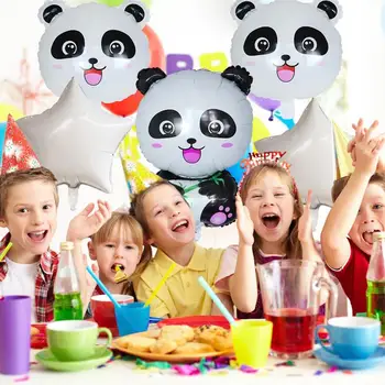 Мультяшное животно, набор от балони черно фолио, звезда, панда, украса за детски рожден ден, детски душ, балон с животни, парти