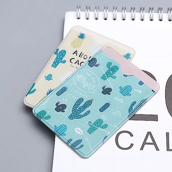 1X Двуслойни държач за карти с изображение на кактуси и домашни любимци, бизнес-калъф за кредитни карти, портфейл