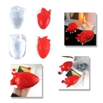 Силиконови форми за сапун във формата на човешкото сърце, форми за бродерия, силиконови форми за сапун, форми за свещи 