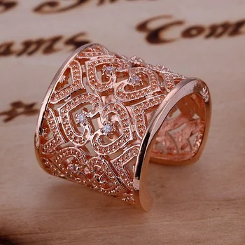 цена по цена на производителя сребърен цвят златен венчален пръстен Бижута на crystal ретро мъжки и женски чар страхотен дизайн с лого, R108