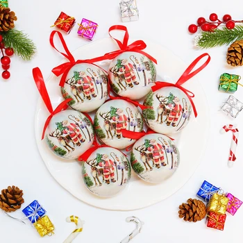 7 бр., 80 мм, набор от дърво коледна балони, украса, окачен пенопластовый топка, домашни вечерни висулки, бижута, Коледа нова година декор