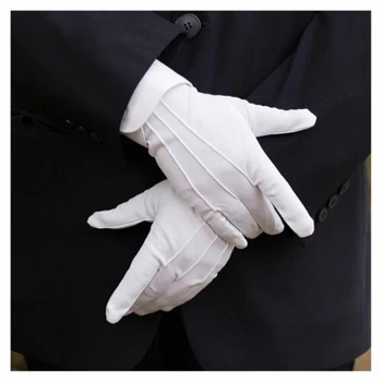 1 чифт бели памучни на инспекцията работни ръкавици, дамски, мъжки ръкавици за дома, бижута за монети, леки ръкавици за сервиране/сервитьори/шофьори