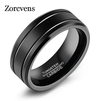ZORCVENS Модно черно вольфрамовое пръстен за мъже, вольфрамовое годежен пръстен, бижута, модно мъжко голям пръстен