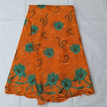 Модни 100% памучен orange африканска суха лейси плат 2023, подарявам, конфедерация на завесата, женствена рокля в дубайском стил, материали за ежедневна шиене